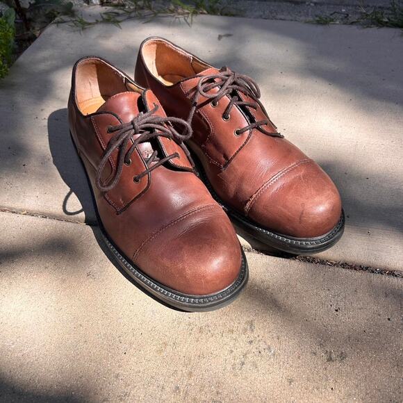 Brown chunky leather lace up oxfords - Picture 1 of 7